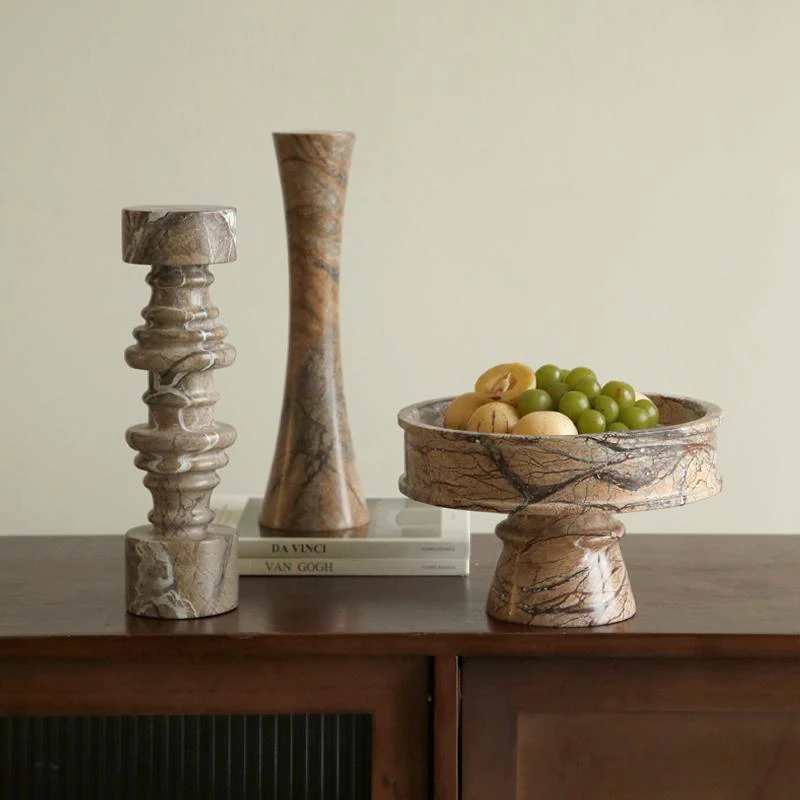 Vintage Collectible Marbles - Vintage Natural Marble Candle Holders Decorative