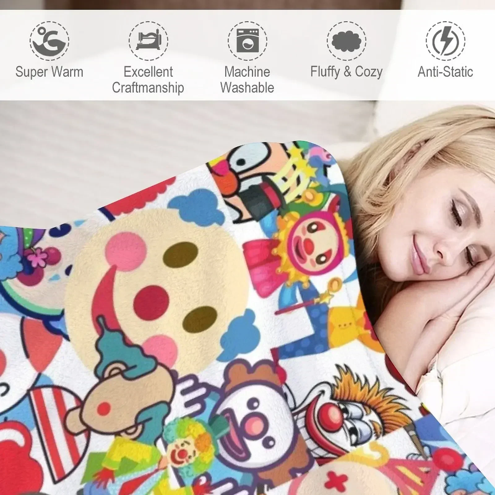 Clown Collection Throw Blanket - Vintage Collectible Clowns review and price