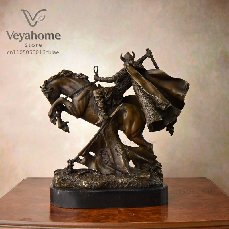 Bronze Medieval Warrior Riding - Vintage Collectible Marbles review and price