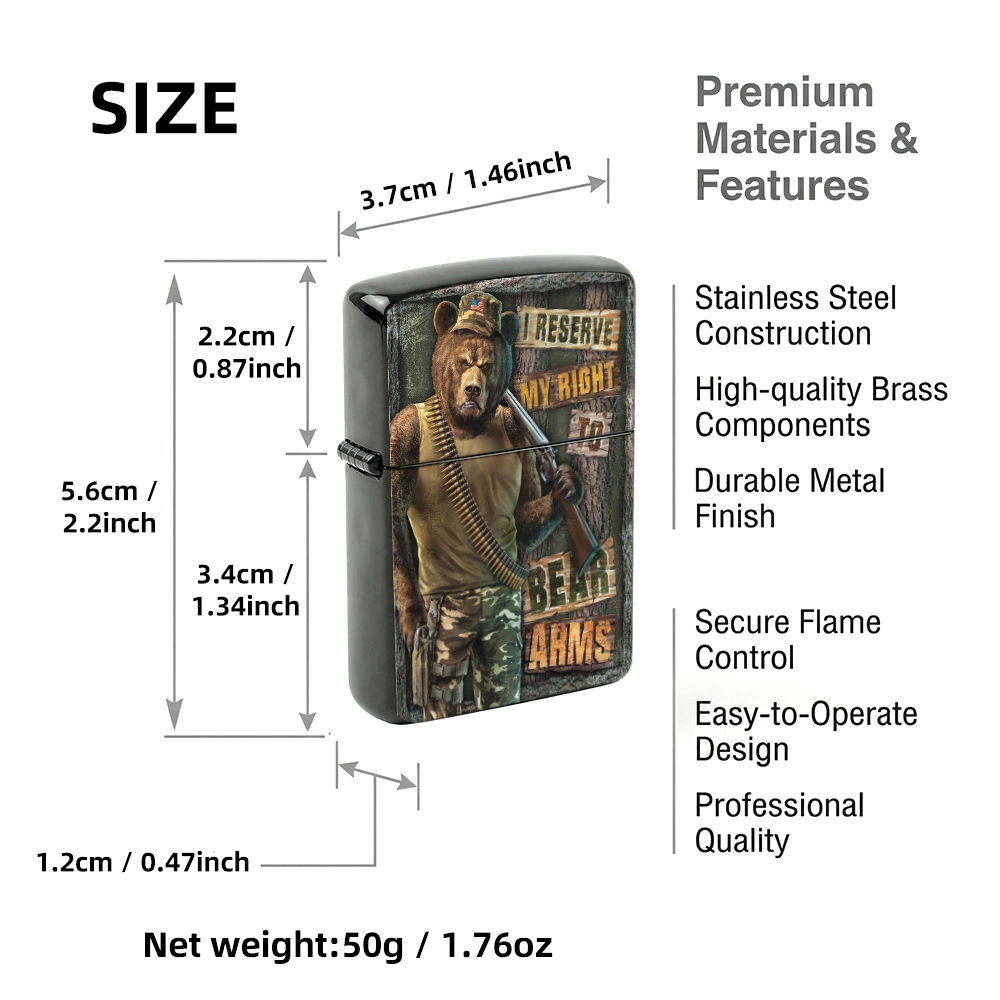 Flip Top Lighter Funny Militar - Vintage Collectible Bears review and price