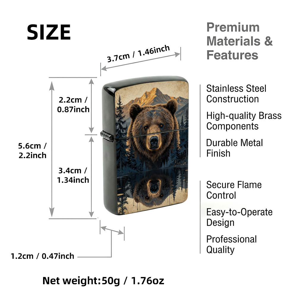 Flip Top Lighter Grizzly Bear  - Vintage Collectible Bears review and price